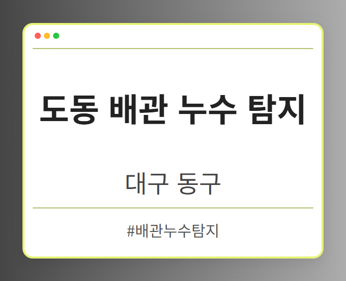 도동 배관 누수 탐지 - 대구 동구 도동 배관 누수 탐지 전문업체