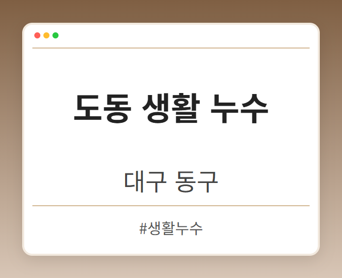 도동 생활 누수 - 대구 동구 도동 생활 누수 전문업체