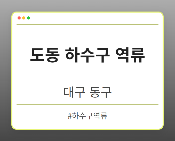 도동 하수구 역류 - 대구 동구 도동 하수구 역류 전문업체