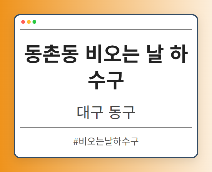 동촌동 비오는 날 하수구 - 대구 동구 동촌동 비오는 날 하수구 전문업체