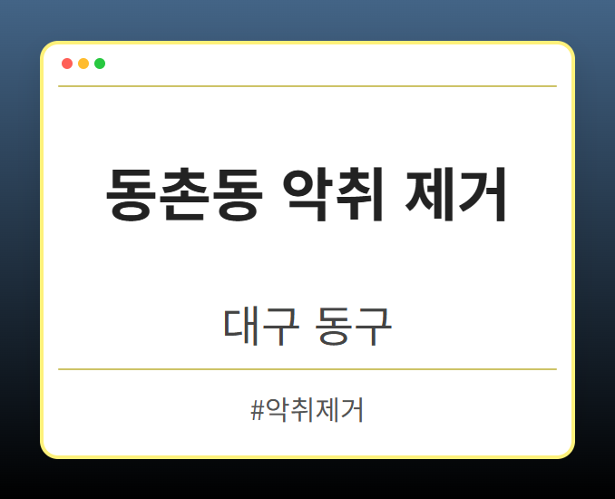 동촌동 악취 제거 - 대구 동구 동촌동 악취 제거 전문업체