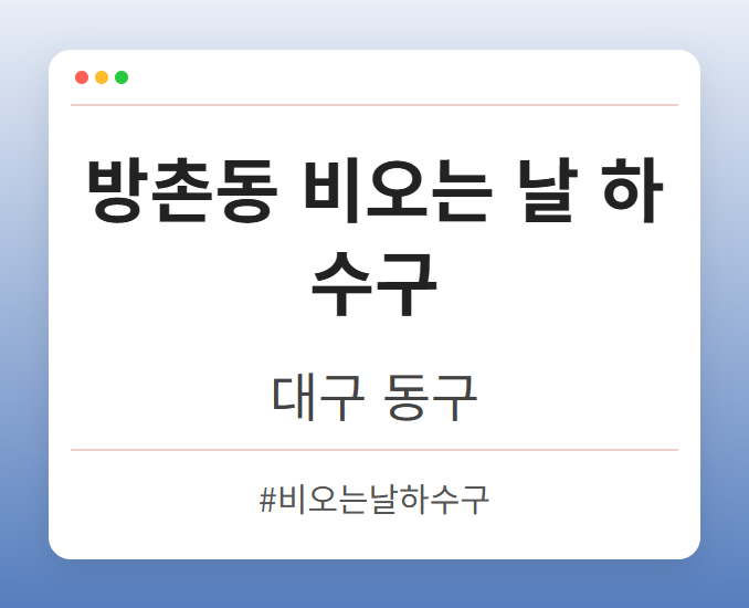 방촌동 비오는 날 하수구 - 대구 동구 방촌동 비오는 날 하수구 전문업체