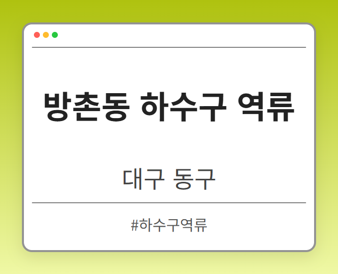 방촌동 하수구 역류 - 대구 동구 방촌동 하수구 역류 전문업체