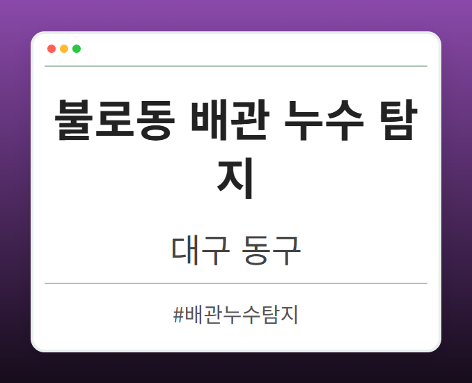 불로동 배관 누수 탐지 - 대구 동구 불로동 배관 누수 탐지 전문업체