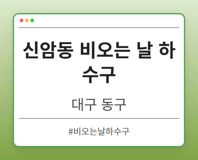 신암동 비오는 날 하수구 - 대구 동구 신암동 비오는 날 하수구 전문업체