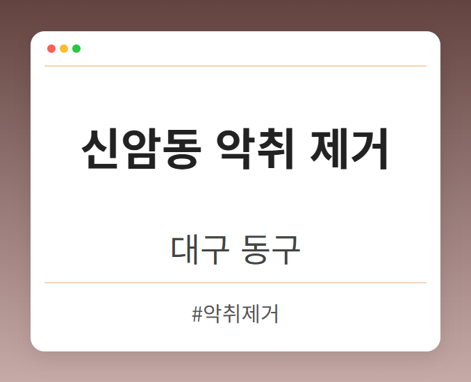 신암동 악취 제거 - 대구 동구 신암동 악취 제거 전문업체