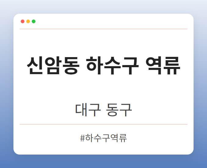 신암동 하수구 역류 - 대구 동구 신암동 하수구 역류 전문업체