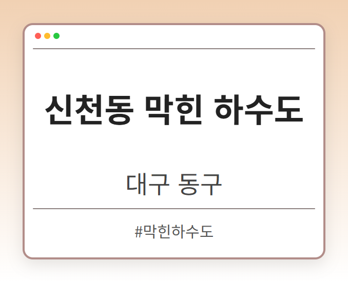 신천동 막힌 하수도 - 대구 동구 신천동 막힌 하수도 전문업체