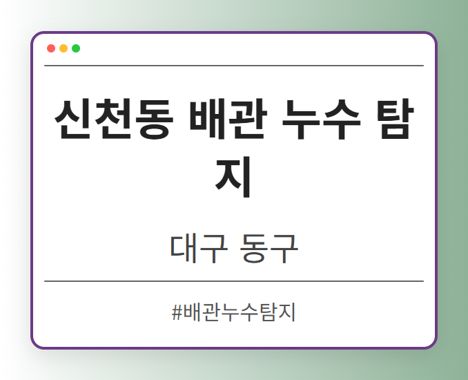 신천동 배관 누수 탐지 - 대구 동구 신천동 배관 누수 탐지 전문업체