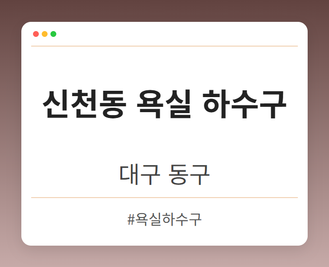 신천동 욕실 하수구 - 대구 동구 신천동 욕실 하수구 전문업체