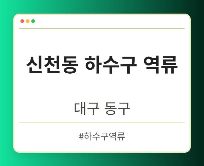 신천동 하수구 역류 - 대구 동구 신천동 하수구 역류 전문업체