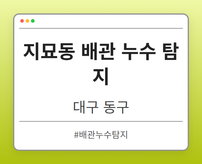 지묘동 배관 누수 탐지 - 대구 동구 지묘동 배관 누수 탐지 전문업체