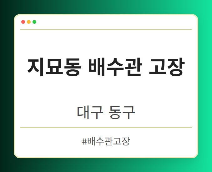 지묘동 배수관 고장 - 대구 동구 지묘동 배수관 고장 전문업체