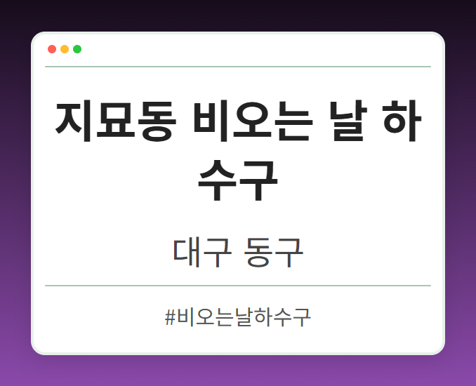 지묘동 비오는 날 하수구 - 대구 동구 지묘동 비오는 날 하수구 전문업체