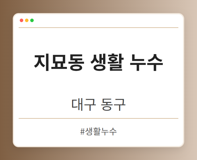 지묘동 생활 누수 - 대구 동구 지묘동 생활 누수 전문업체