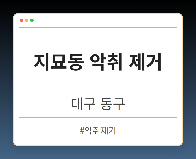 지묘동 악취 제거 - 대구 동구 지묘동 악취 제거 전문업체