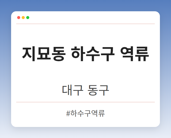 지묘동 하수구 역류 - 대구 동구 지묘동 하수구 역류 전문업체