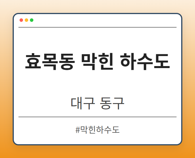 효목동 막힌 하수도 - 대구 동구 효목동 막힌 하수도 전문업체