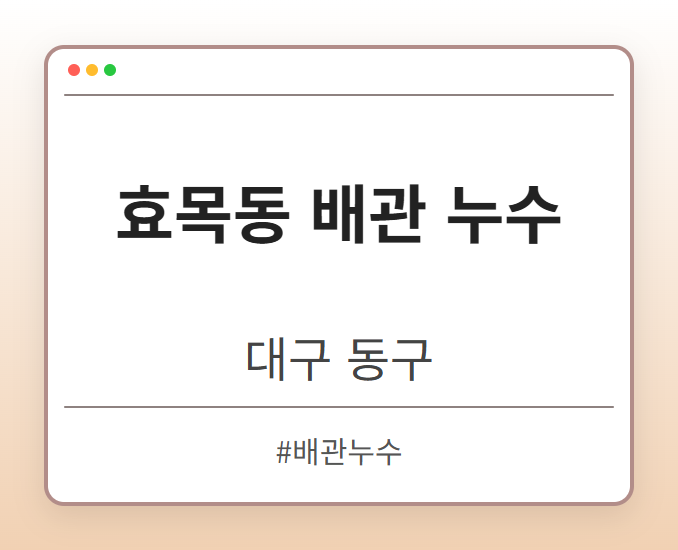 효목동 배관 누수 - 대구 동구 효목동 배관 누수 전문업체