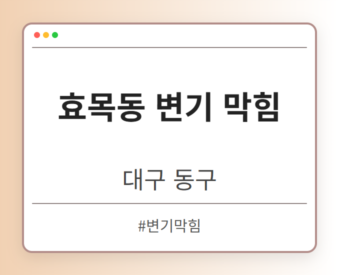 효목동 변기 막힘 - 대구 동구 효목동 변기 막힘 전문업체