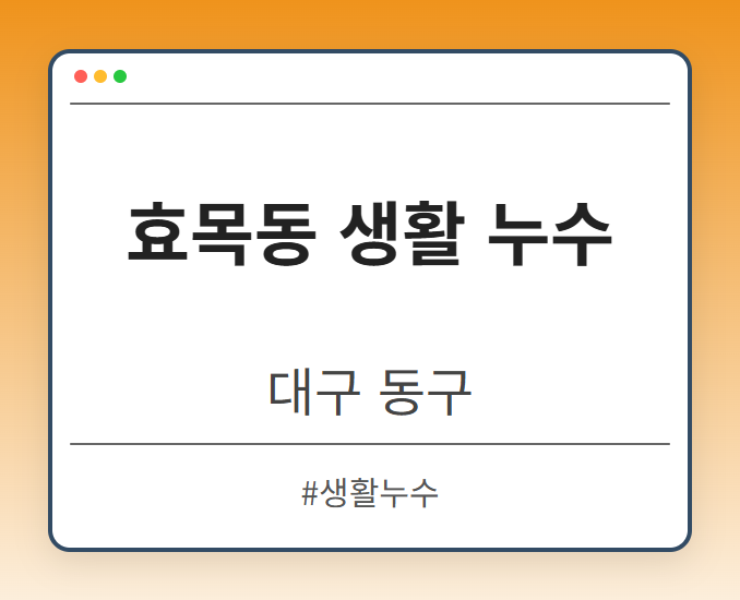 효목동 생활 누수 - 대구 동구 효목동 생활 누수 전문업체