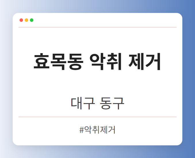 효목동 악취 제거 - 대구 동구 효목동 악취 제거 전문업체